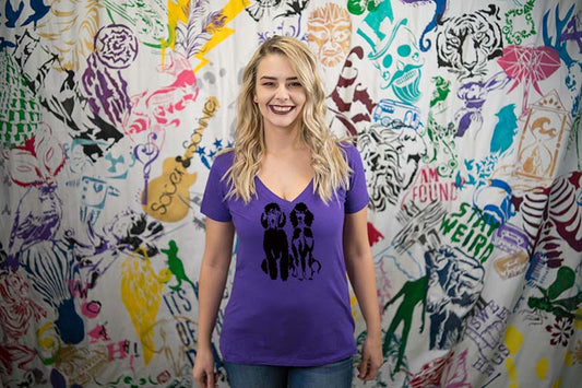 Poodle Duo Ladies V-Neck T-shirt