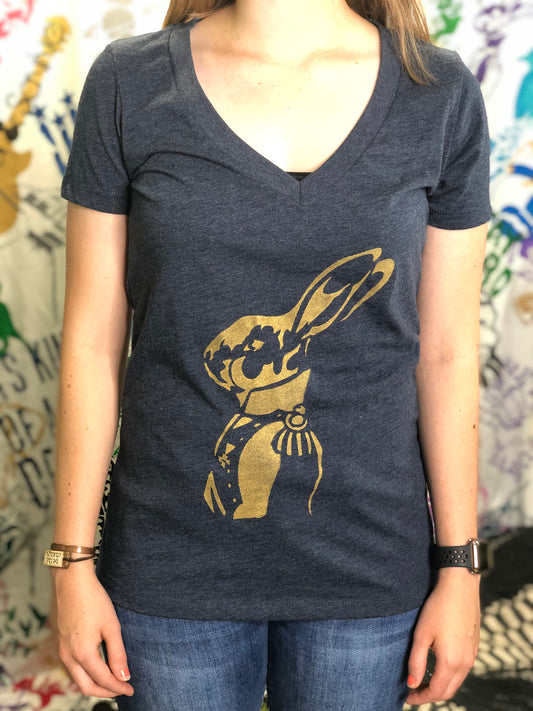 Regal Rabbit Ladies V-Neck T-shirt
