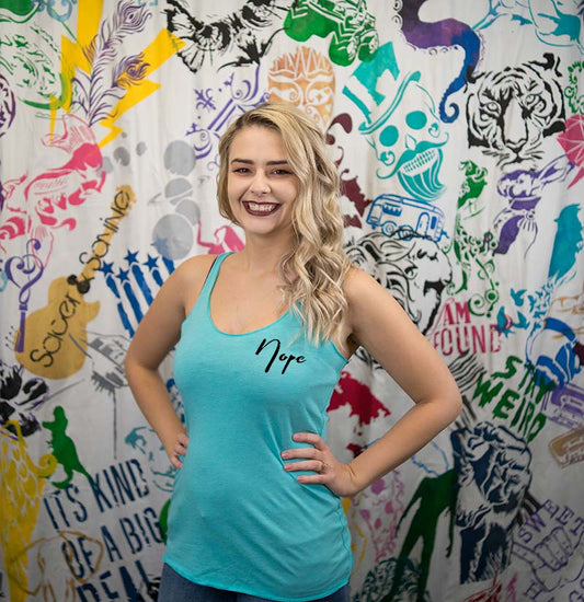 Nope Script Ladies Racerback Tank