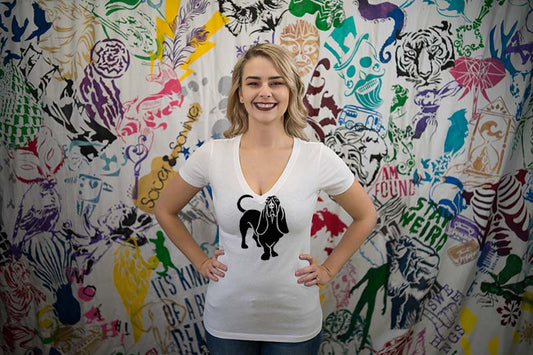 Basset Ladies V-Neck T-shirt