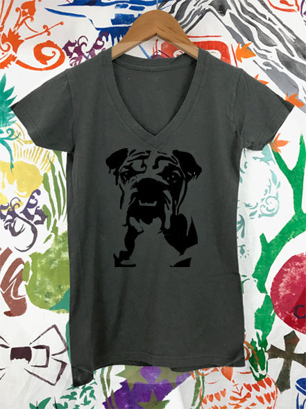 Bulldog Ladies V-Neck T-shirt
