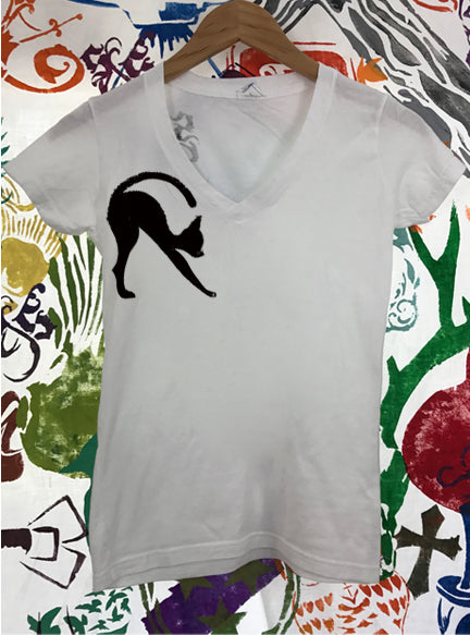 Stretching Cat Ladies V-Neck T-shirt