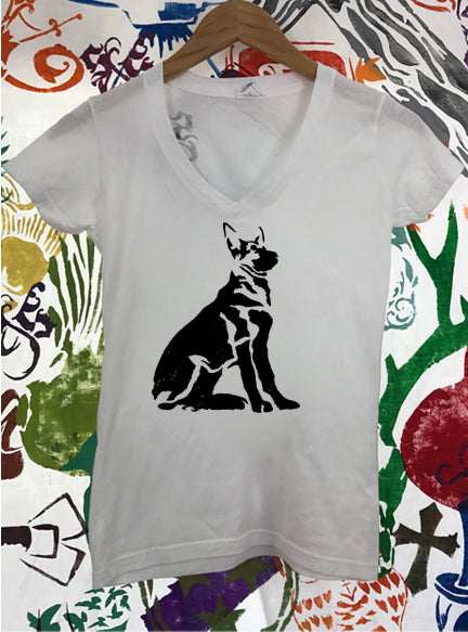 German Shepherd Ladies V-Neck T-shirt