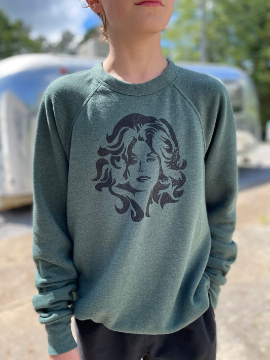 Good golly it’s Dolly on a crew neck sweatshirt