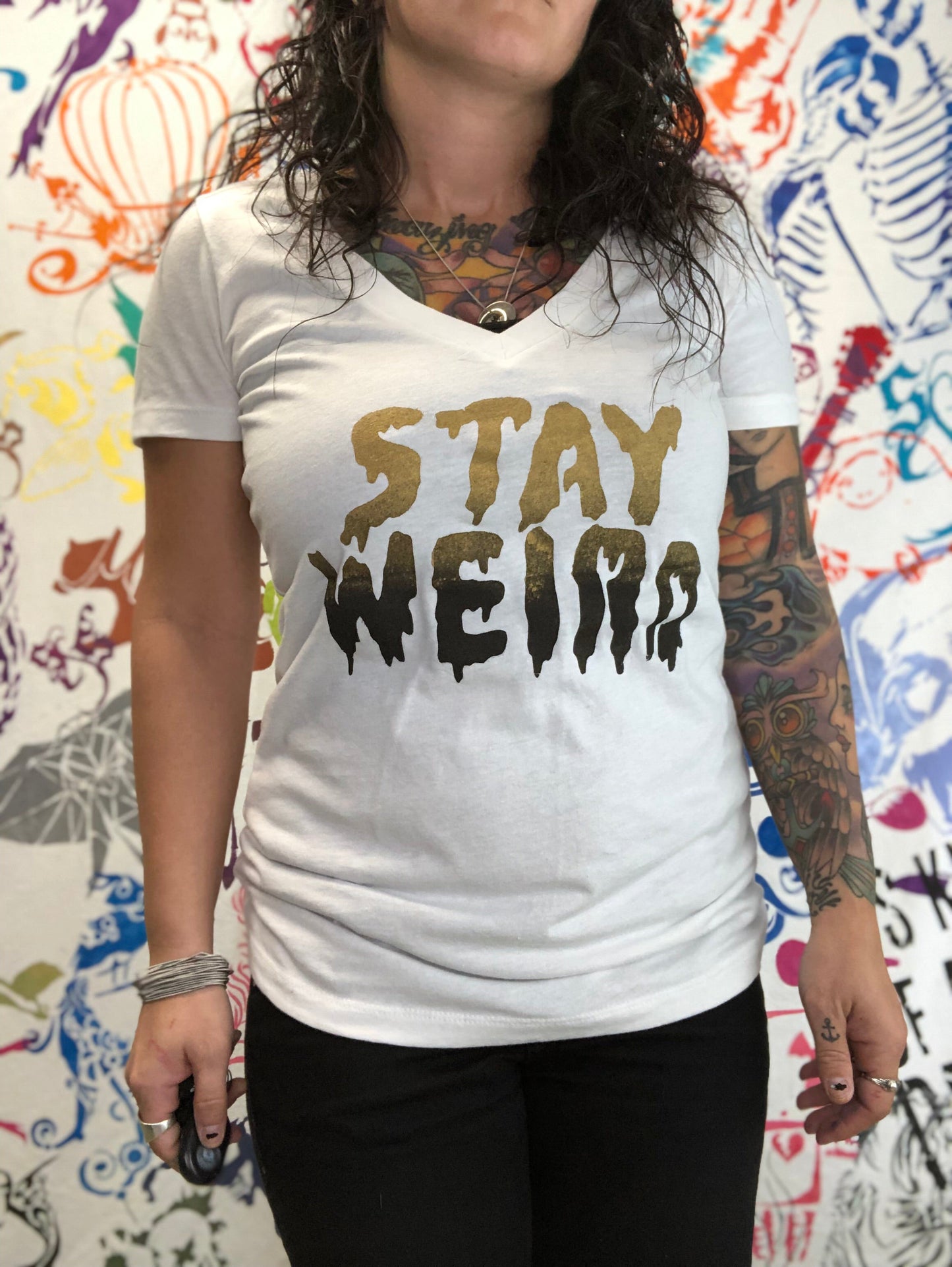 Stay Weird Ladies Premium V-Neck T-shirt