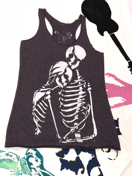 Hugging Skeletons Ladies Premium Racerback Tank