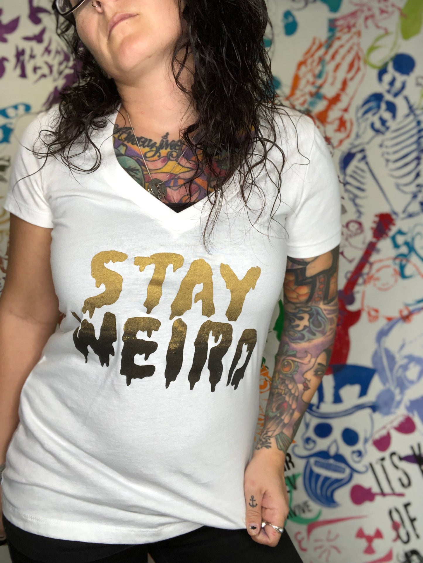 Stay Weird Ladies Premium V-Neck T-shirt