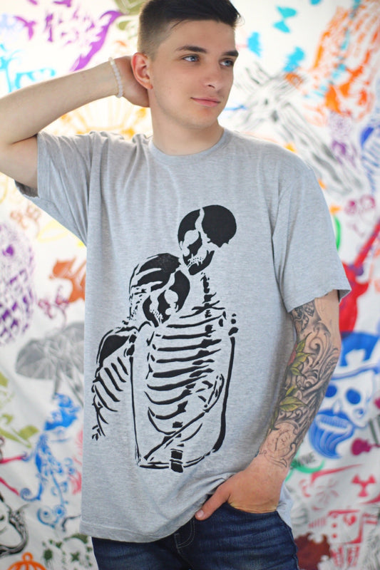 Hugging Skeletons Unisex Crew Neck T-shirt