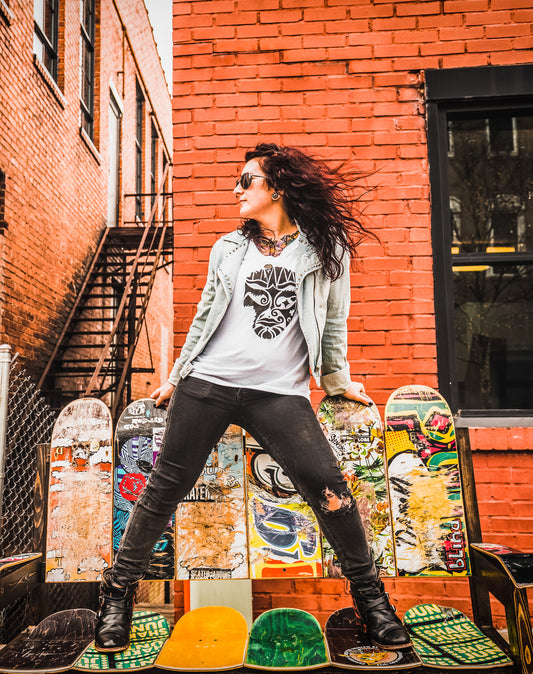 Mask Ladies Premium V-Neck T-shirt