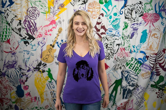 Poodle B Ladies V-Neck T-shirt